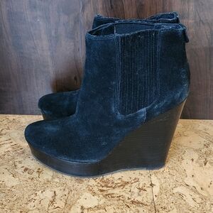 Michael Kors Black Suede Wedge Boots